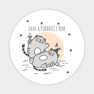 Party Fat Cats New Years Eve Magnet